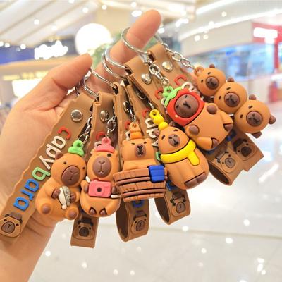 Kapibara Series Doll Keychain, Creative Silicone Water Guinea Pig Key Chain Couple Bag Pendant