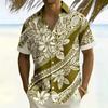 Hawaiian Tribal Floral Short Sleeve Shirt, Great for Summer Beach Days.