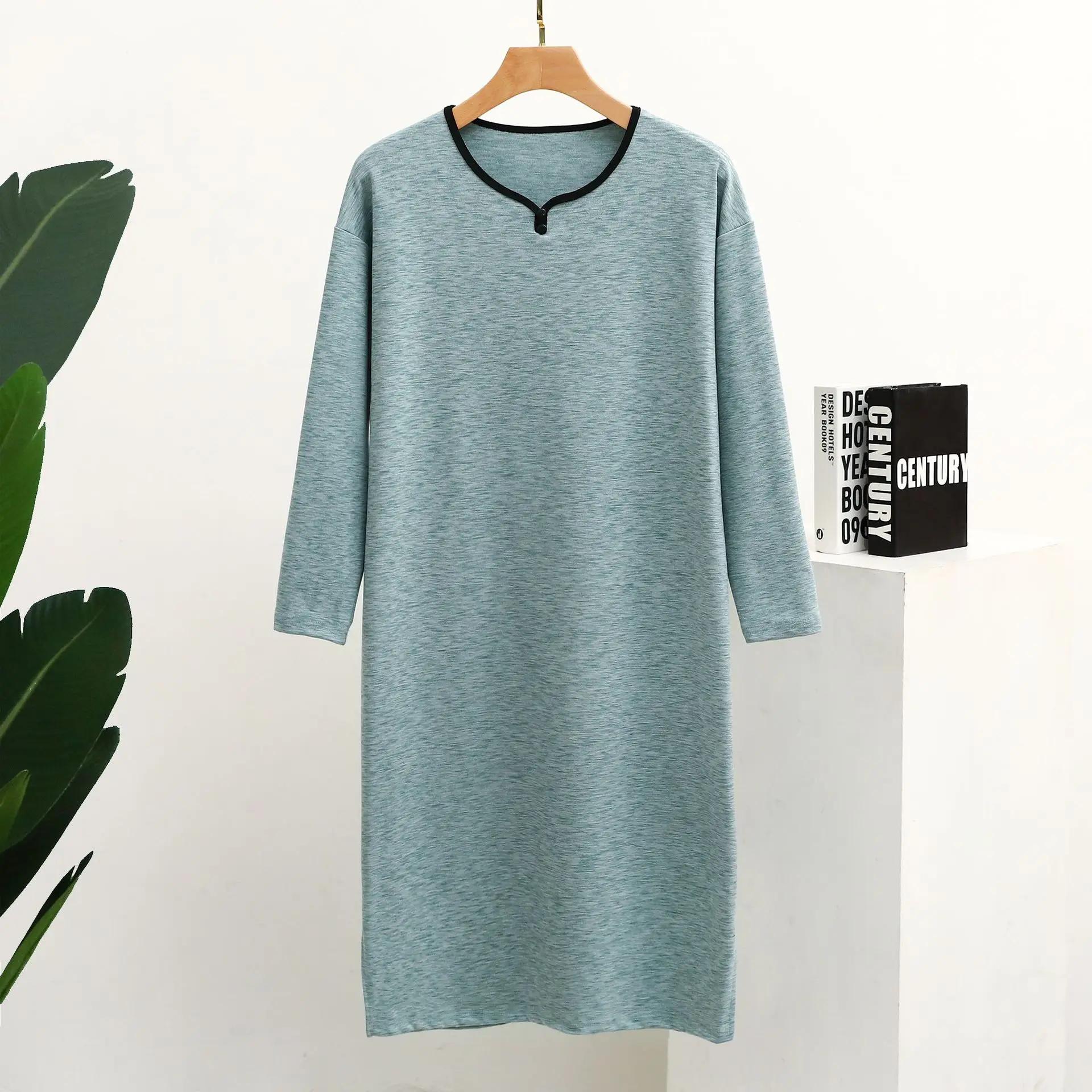 

Осенне-зимняя цветная утолщенная пижама с воротником на пуговицах с длинным рукавом большого размера, цельная домашняя мужская ночная рубашка XL