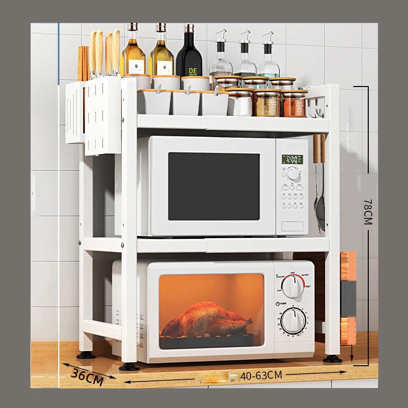 Microwave Oven Rack, 1/2 Tier Expandable Microwave Stand Countertop Kitchen Utensils Tableware Storage, Carbon Steel Over Microwave Shelf Countertop