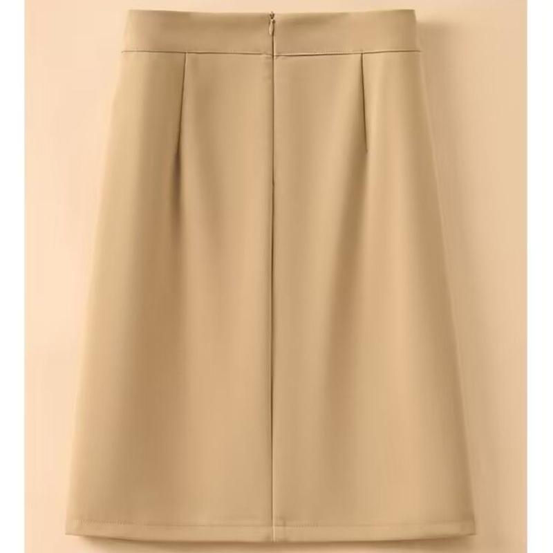 New Spring and Summer Women's Solid High Waist Loose Zipper Button Bag Hip A-Line Fashion Casual All Match Commuter Skirt