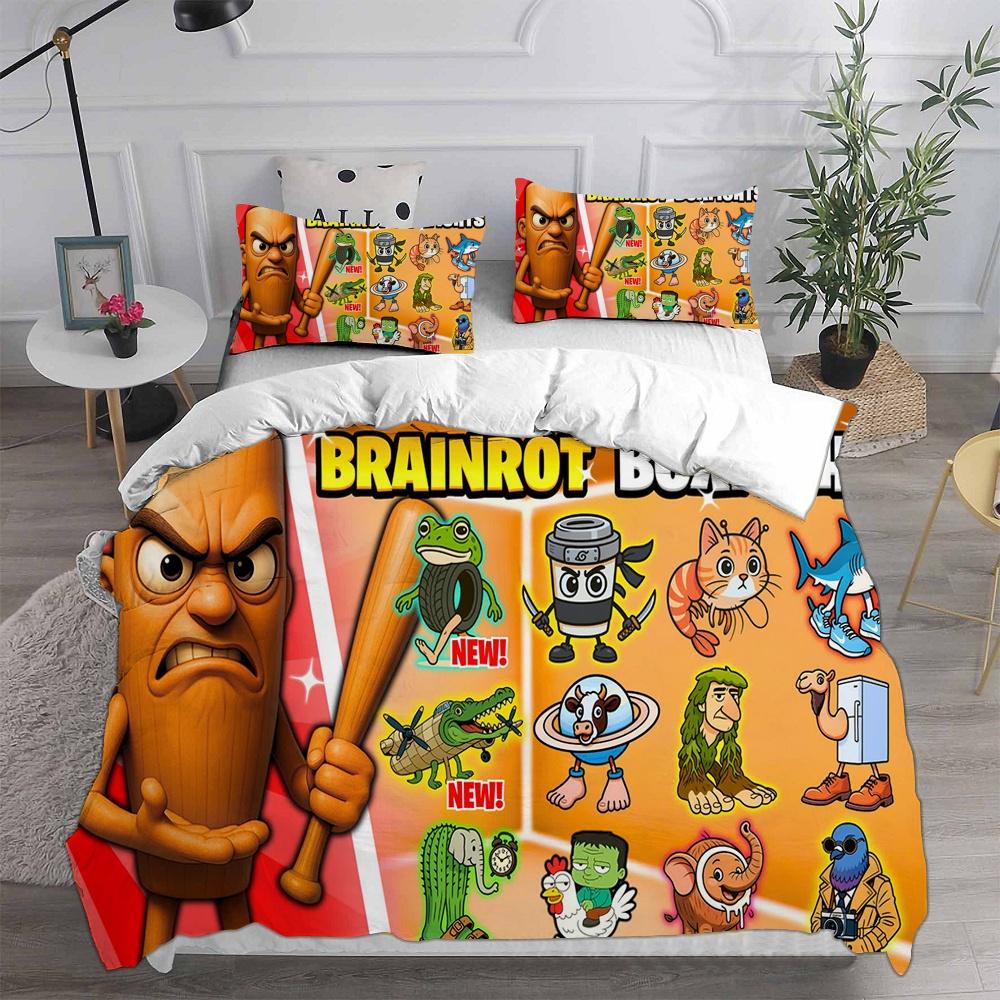 ai Italian Brainrot Tung Tung Sahur Bedding Sets Comforter Quilt Bed Cover Duvet Cover Pillow Case 2-3 Pieces Sets Home Decor