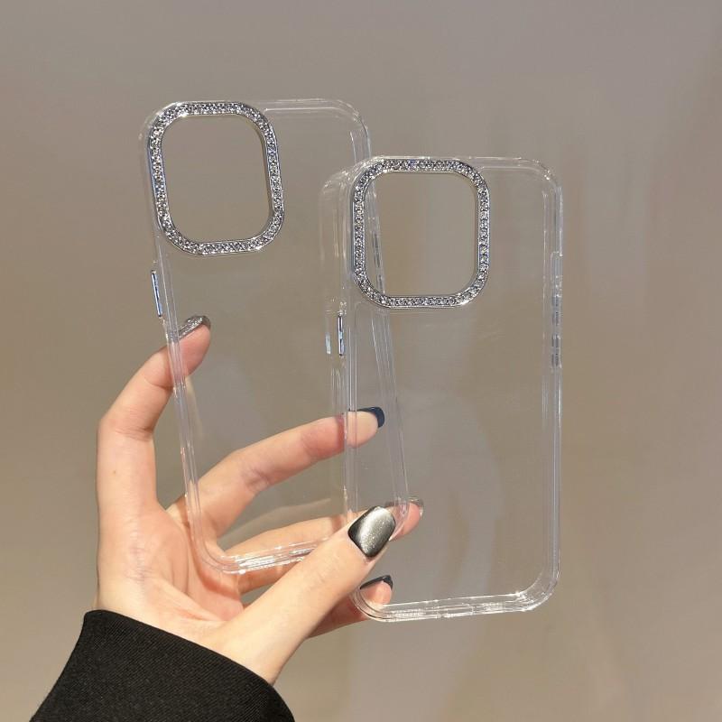 Flash Diamond Lens Ring Suitable IPhone 15om Transparent Case 16promax Phone Apple 14 Anti Drop Protective