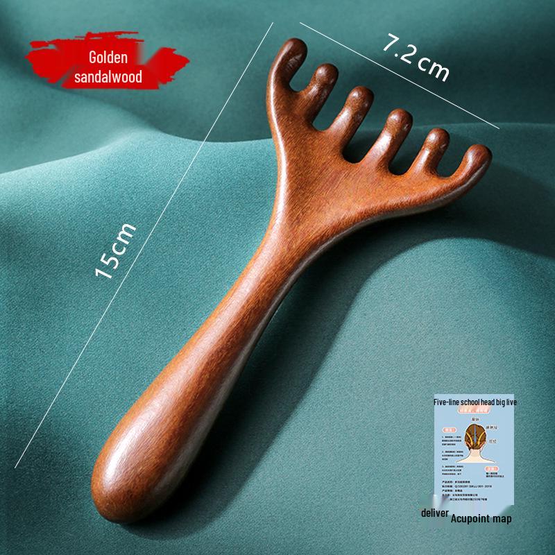 Sandalwood Antler Massager: Five-Claw Scalp Therapy Comb