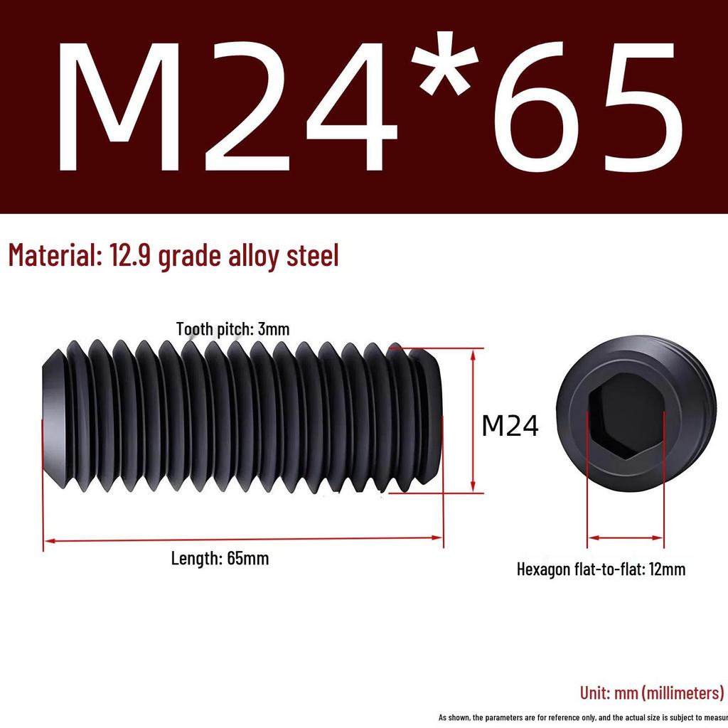 Grade 12.9 Hex Socket Headless Set Screw (M3-M16)