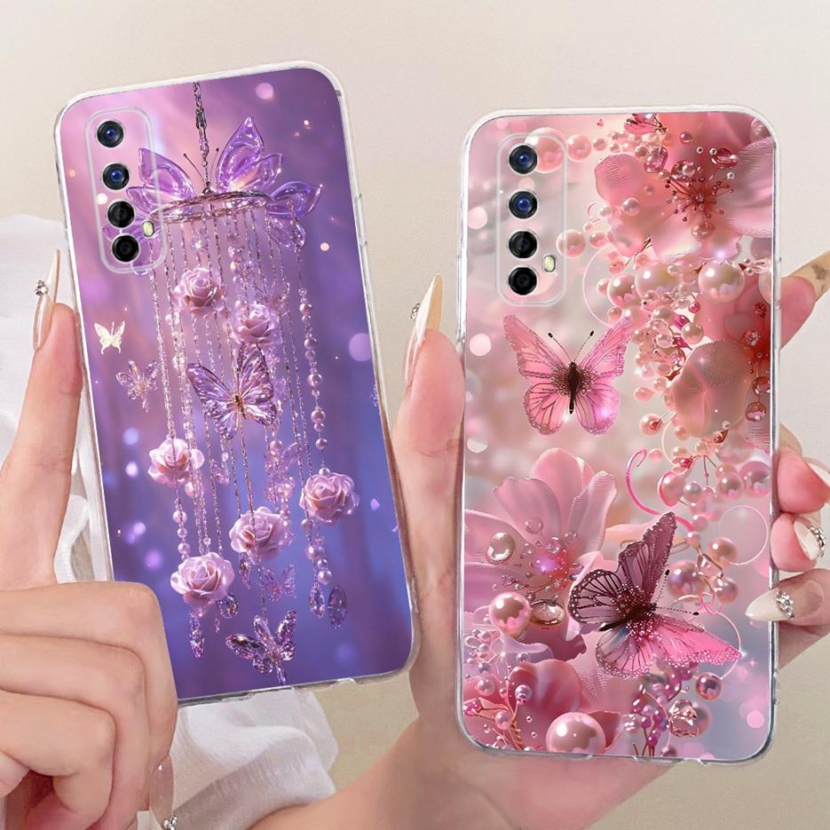 For Realme 7 Pro Case RMX2170 Luxury Butterfly Tree Painted Cover Soft Slim Phone Case For Realme 7 5G Realme7 4G RMX2155 Fundas