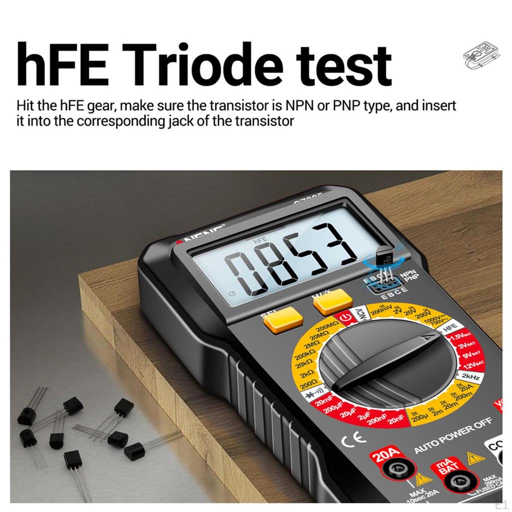 Digital Multimeter DC Voltmeter LCD Display Current Non-contt Meansures Ncv Auto Range Pocket