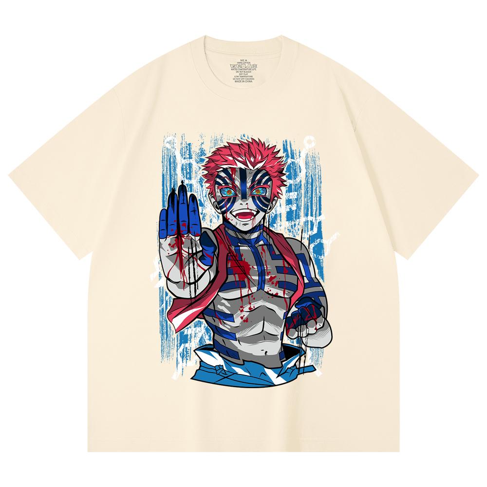 230 Gsm 100% Cotton Demon Slayer V79 Akaza Print Unisex Heavy Cotton T Shirt