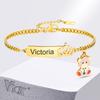 Vnox Kostenlose Gravur Namensarmbänder für Baby Mädchen Neugeborene, Armbänder mit süßem Bären- und Kronen-Charme, Verstellbares Edelstahl Individuelles Geschenk