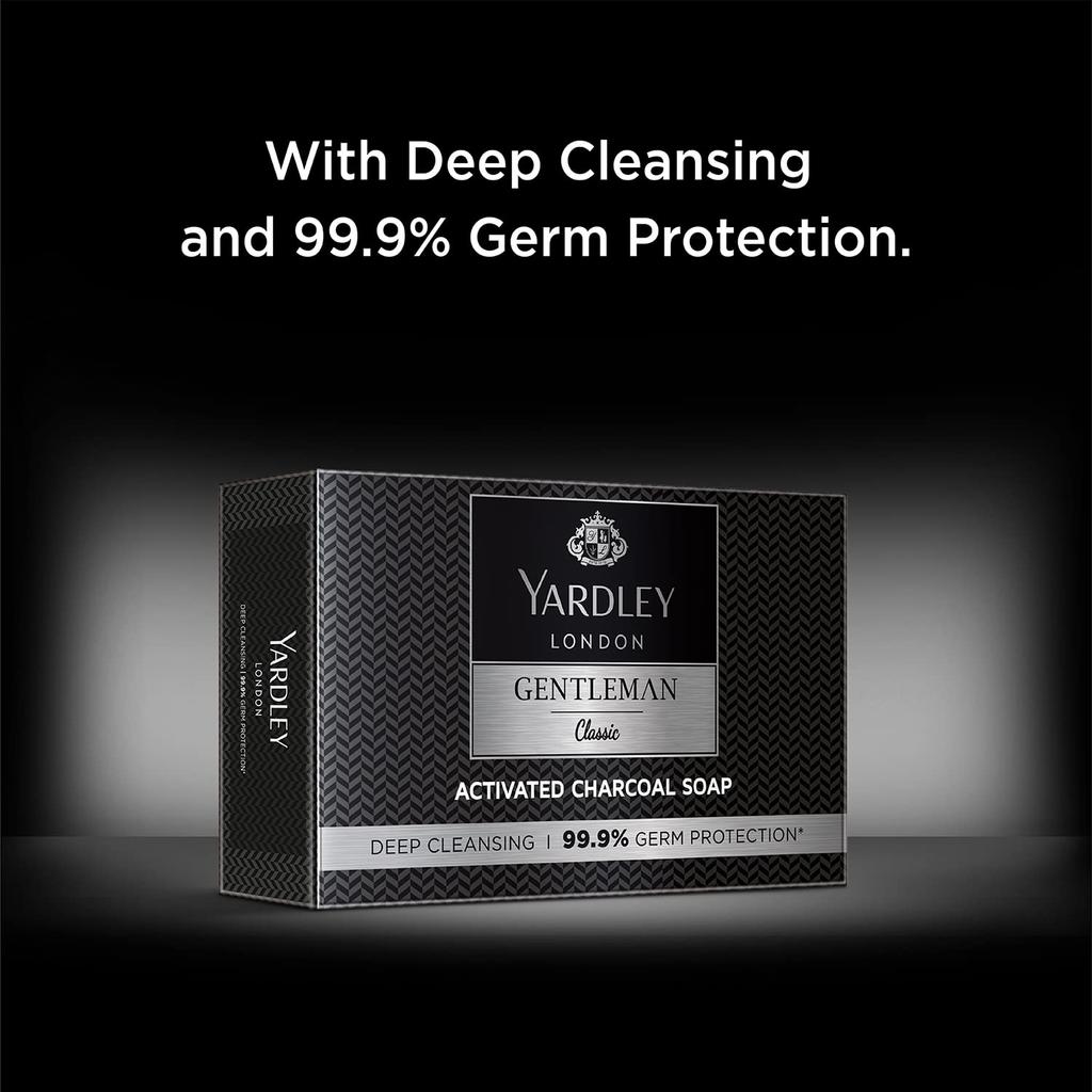 Yardley London Gentleman Classic Aktivkohle Seife 100g X 4N Tiefenreinigung Keimschutz Maskuliner Duft Tägliche Badeseife für Männer