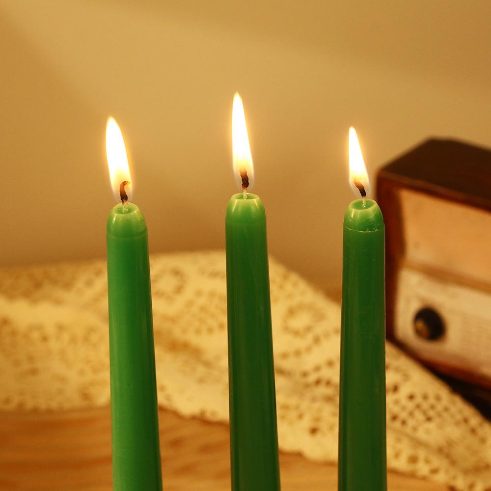 12-pack European Classic Colorful Long-stem Candles for Household Power Outage Emergency Taper-less Candles