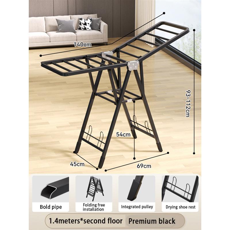 

Multifunctional Drying Rack Household Balcony Airfoil Folding Hanger Simple Stabilize The Carbon Steel Quilt Rack