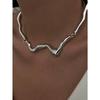 Liquid Lava Metal Texture Choker Necklace, Geometric Twisted Design, Suitable for Party, Gift, Daily Wear