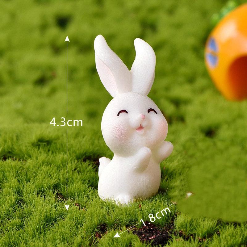 Urocza Figurka Królika z Marchewką Zwierzątko Wielkanoc Boże Narodzenie Dekoracja Domu Miniaturowy Ogród Dekoracja Tortu Akcesoria Nowoczesna Figurka Prezent
