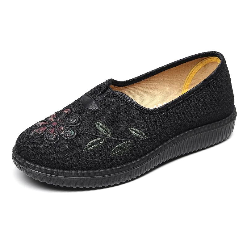  Chinese Flower Embroidered Women Comfort Canvas Ballet Flats Girl Vintage Old Beijing Shoes for Ladies Woman Costume