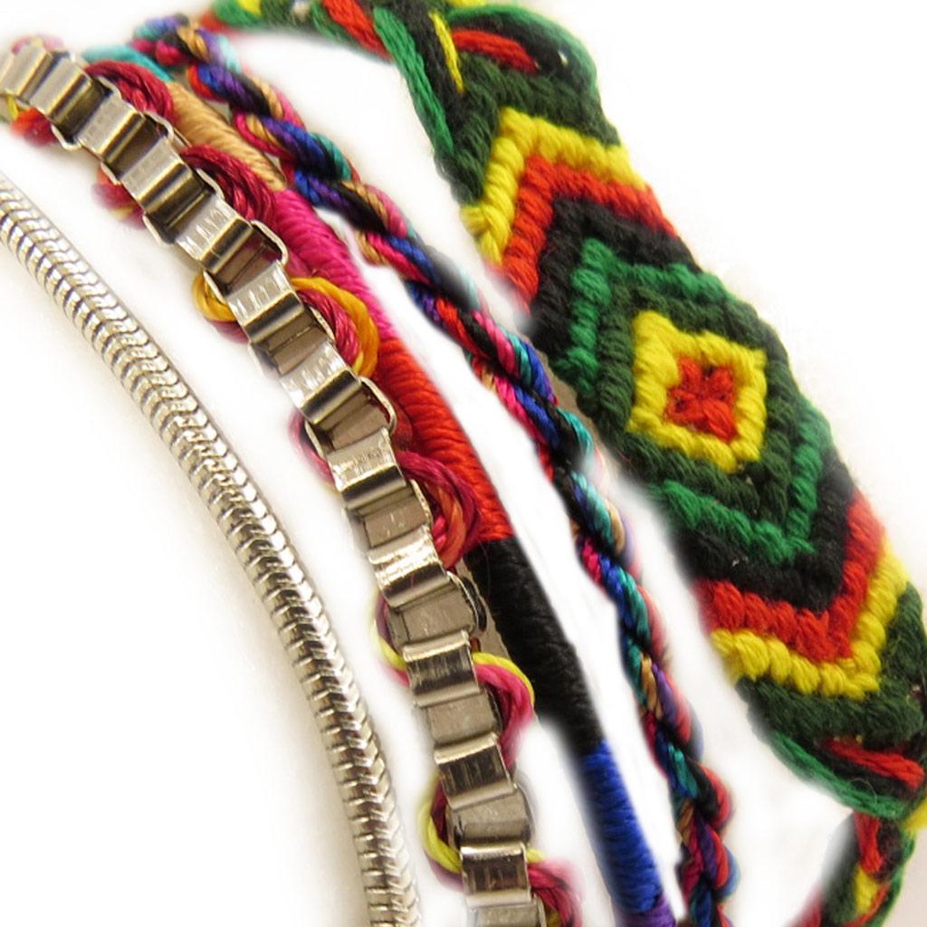 Les Trésors De Lily [L5231] - Ethnic Bracelet 'Kilimanjaro' Tutti Frutti (5 Rows)