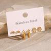 European and American three pairs of stainless steel round earrings ins stud earrings titanium steel ear hole ears