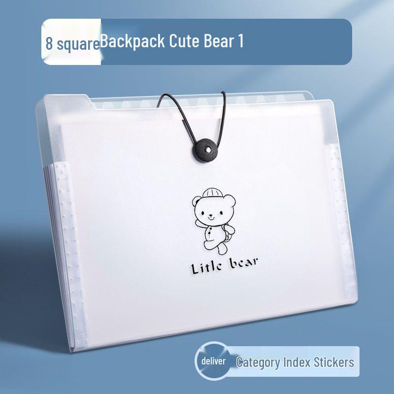 

A4 Accordion Folder: Multi-Layer Test Paper & Album Storage with Transparent Inserts - Large Capacity for Students 5 Pockets Transparent Bear