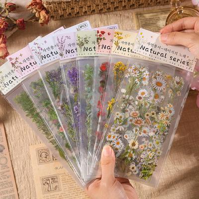 12 Blatt 2 Packungen Transparente PET-Aufkleber Scrapbooking-Materialien DIY Journal Collage Floral Blätter Pflanzen Deko-Aufkleber