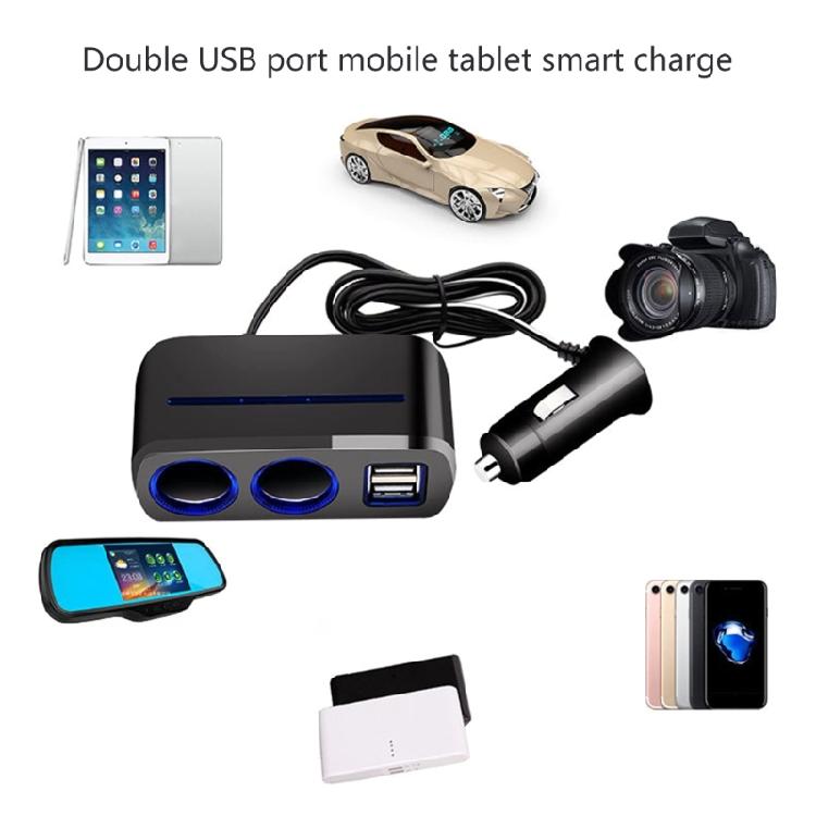 2 Way Multiple Socket Car Cigarettes Lighter Splitter USB Charging 12V/24V Adapter with USB Port