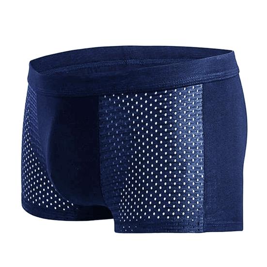 Men Summer Thin Ice Silk Shorts Panties Breathable Hollow Mesh U-convex Mid-rise Solid