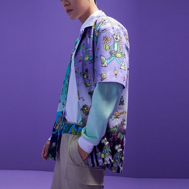 Li Ning X STEVEN HARRINGTON Skateboard Shirts Unisex Multicolor Lapel Moderate Shirt ASHR139-1