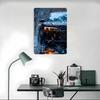 Sports Car R8 in the Rain Tinplate Poster Customized Wall Art Vintage Metal Signs Retro Tin Plaque for Room Decoration Cozy Home