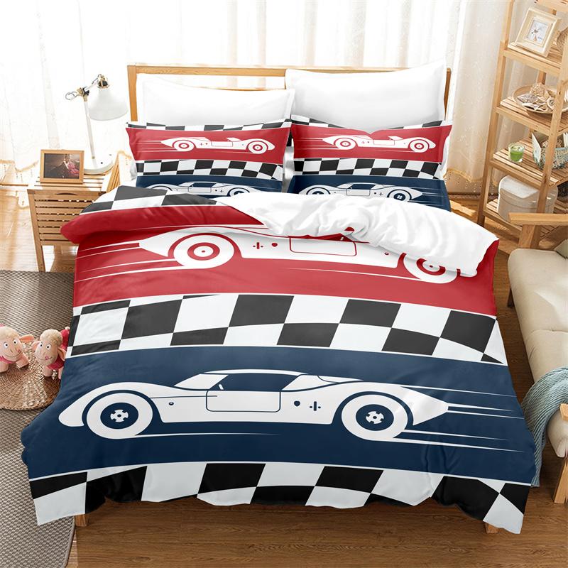 

Racing Pattern Duvet Cover Set Youth King Quilt Cover Fashion Boy Bedding Sets Children s Bedroom Comforter Bedding Sets Bed Set EU single(135x200cm)