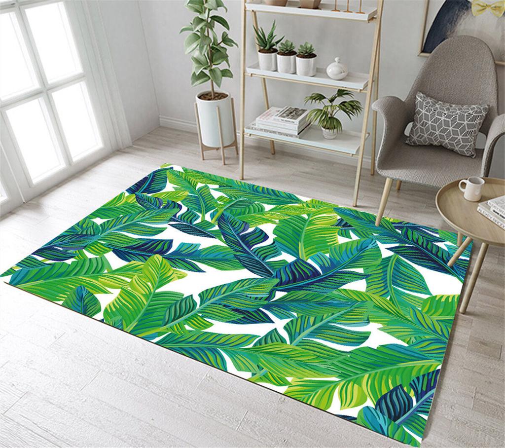 Covor de Vară Frunze Tropicale Hawaiene Covor cu Frunze de Palmier Covor de Zonă Pentru Decor Living Dormitor Covoraș de Podea Frunză Verde Covoraș de Ușă pentru Intrare