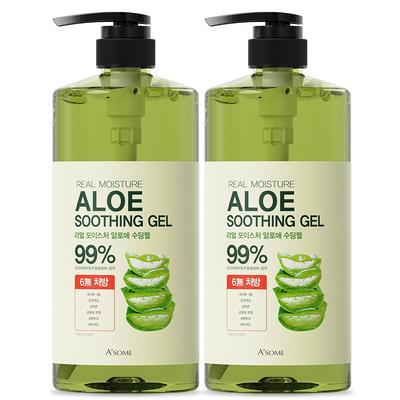 Asome 99 % Aloe Vera Aloe Beruhigendes Gel, Feuchtigkeitscreme mit großer Kapazität, 1000 ml, 2 Einheiten