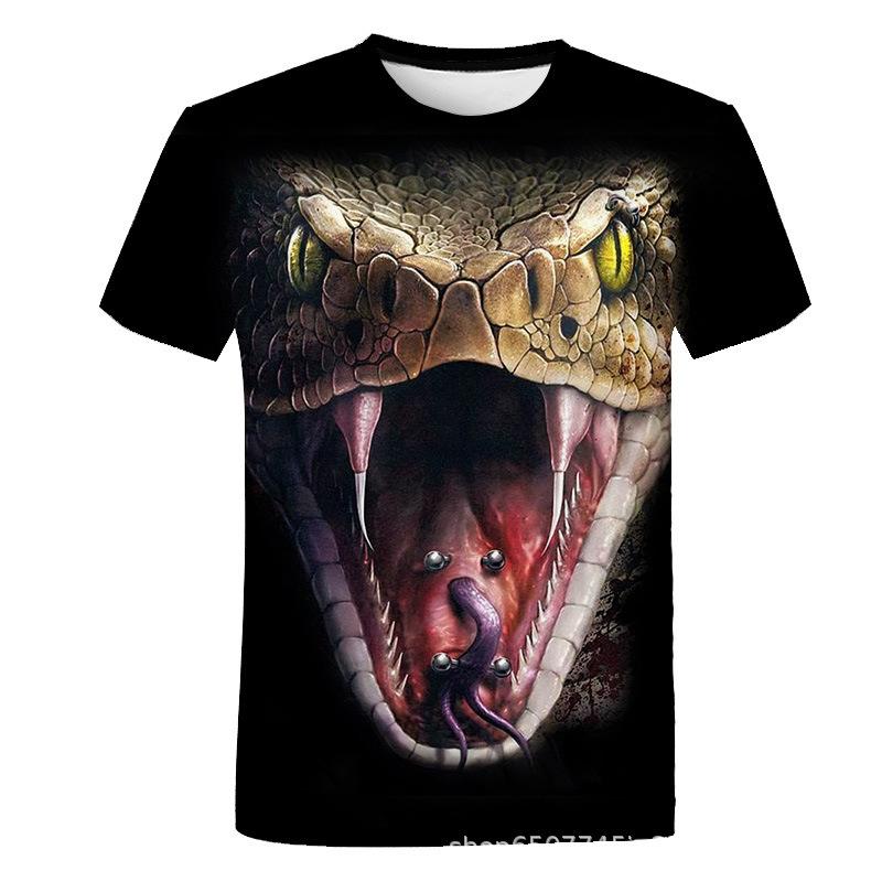 Summer Round Neck 3D Animal Print Top Fashionable Casual Short Sleeved Men's T-shirts