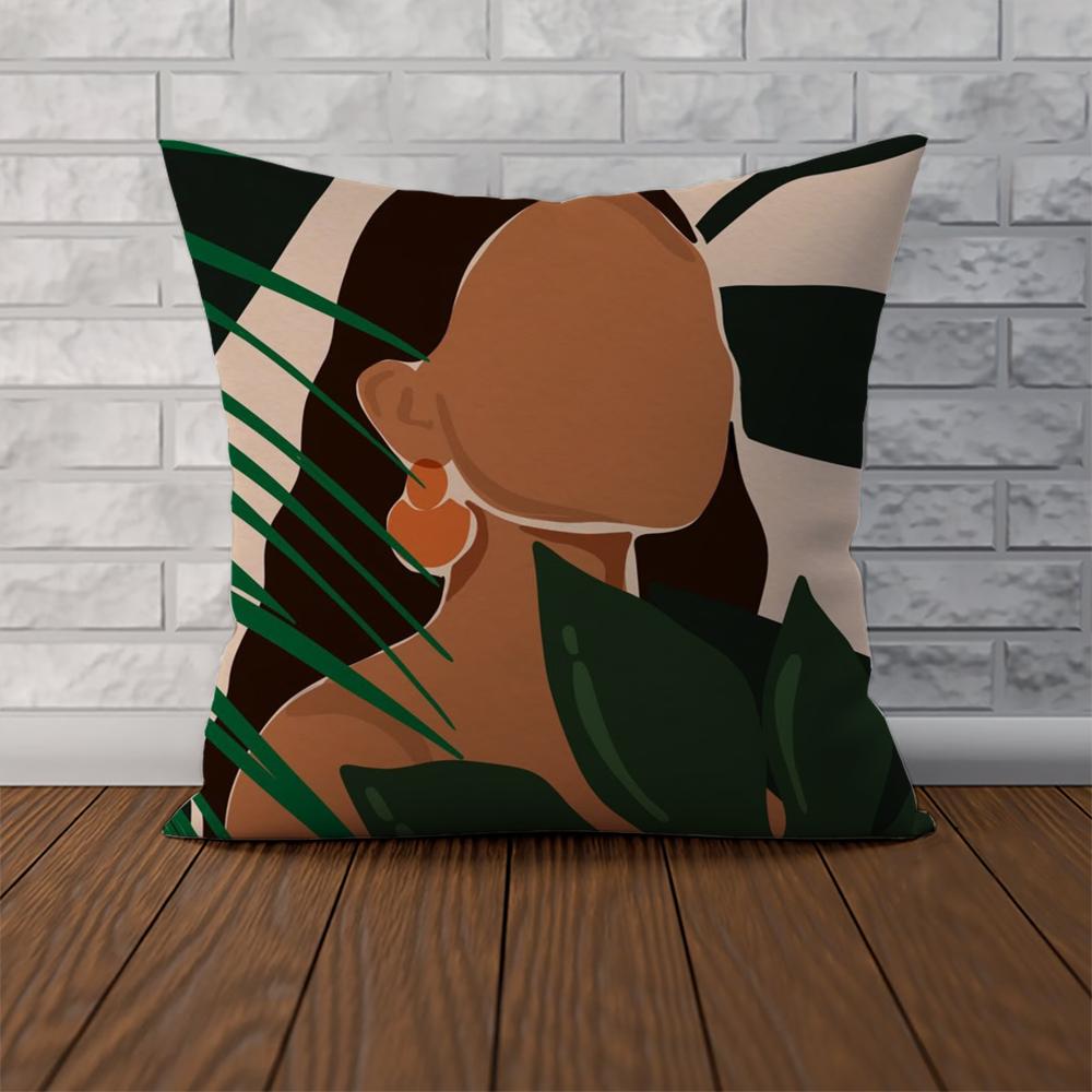 African Women Pillow Case For Car Sofa Decorative Home Doublesided Print Plush Square Throw Pillow Cushion Cover