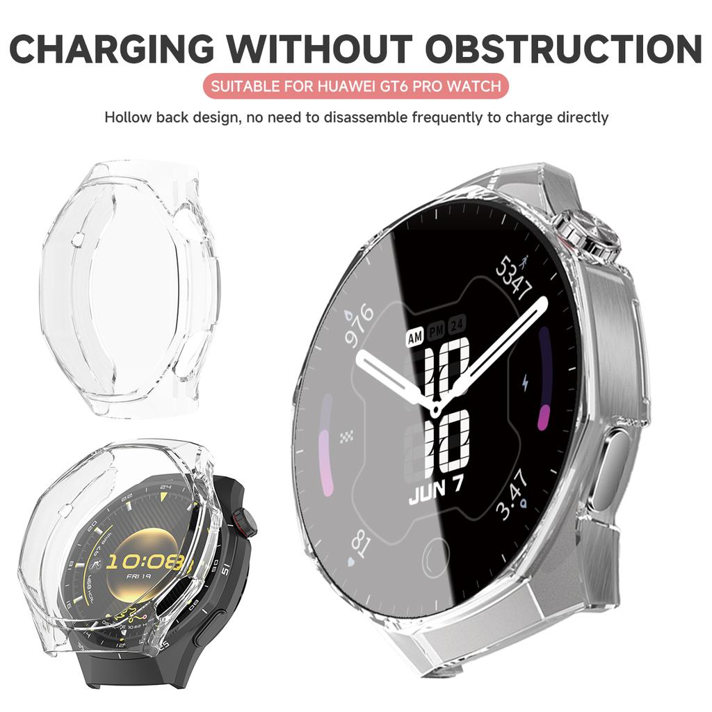 PC Case +Tempered Glass for Huawei Watch GT6 46mm Full Cover Screen Protector Bumper for Watch GT6 46mm Protective Accessores