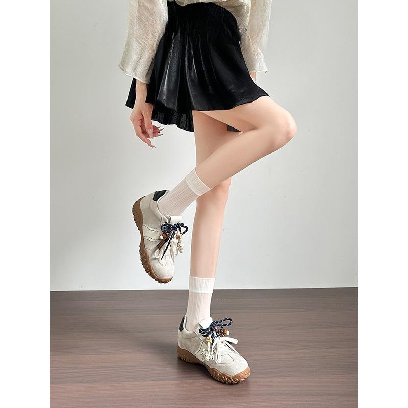 

Новые спортивные и повседневные туфли на шнуровке на толстой подошве для женщин с мягкой кожаной стелькой, увеличивающие рост 40 бежевый