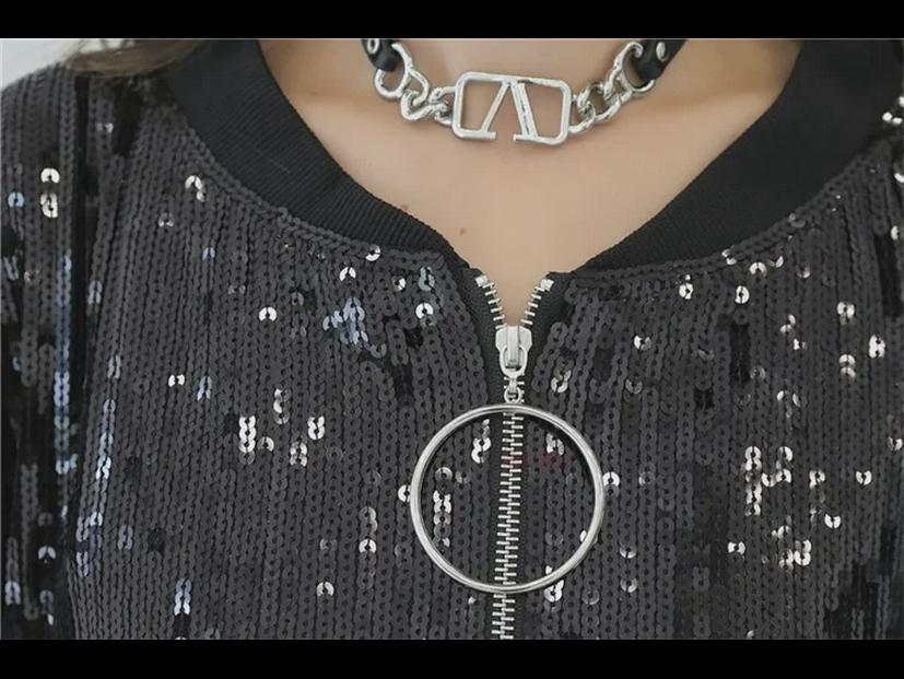 Trendy Sequined Glittering Jacket: Nightclub Stage Performance Top