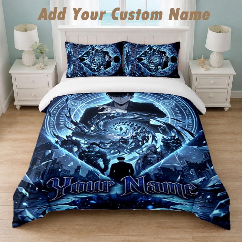 Bedding Set 1 Duvet Cover 2 Pillowcases Solo Leveling Print Soft Bed Linen Bedroom Decor