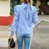 Women Loose Printed Blouses Long Sleeve Round Neck Commuting Autumn Winter