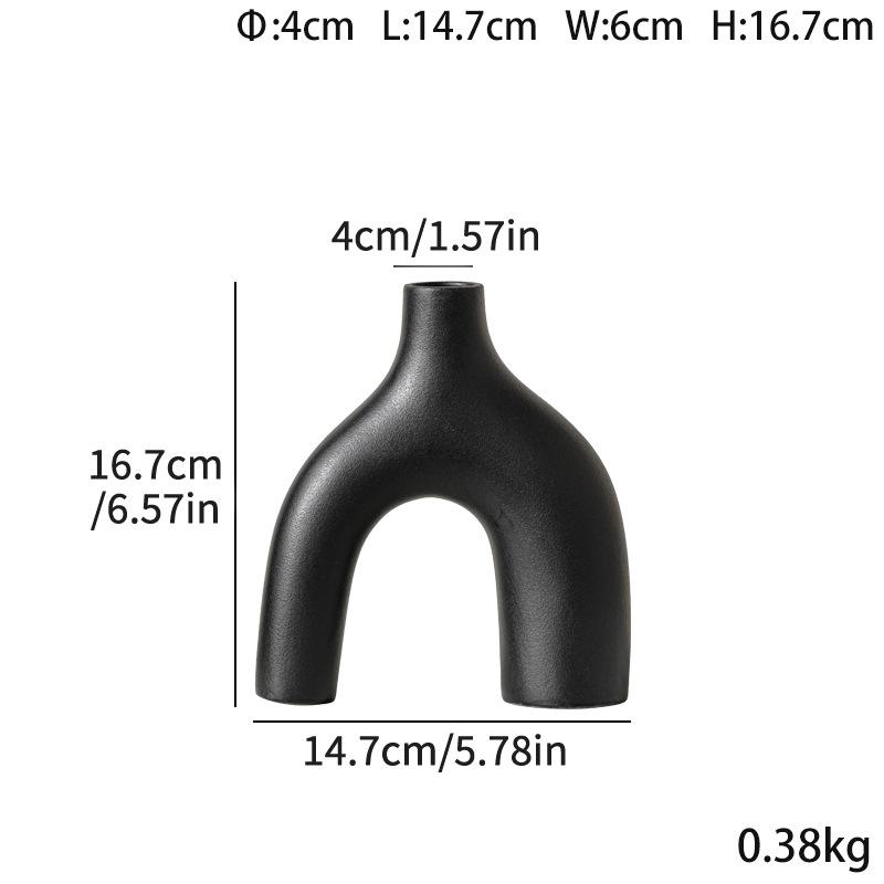 Special-Shaped Plain-Fired Ceramic Vase European-Style Simple Hydroponic Flower Arrangement Ornament Living Room Decoration Handicrafts Minimalist