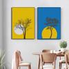 Feather Tree Neutral Dandelion Poster Minimalist Botanical Canvas Painting Print Wall Art Picture for Living Room Home Decor