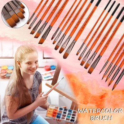 5 Künstler Aquarell Malpinsel Pinsel Öl Acryl Flach&Spitze Malset