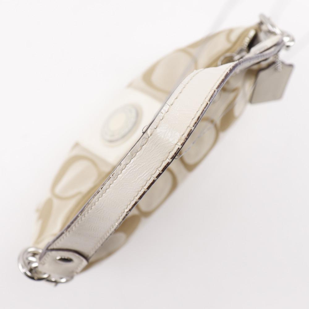 Coach Signature Shoulder Bag F19218 2WAY Beige Nylon Canvas Women Used