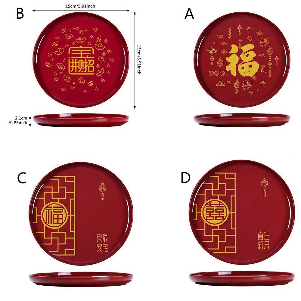 Rød Stor kapasitet Nyttårs fruktbrett Plast Utsøkt godterioppbevaringsboks Dessertnøtter Tebord Snacksbrett