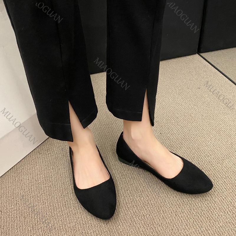 Fashion Women Flats Slip on Candy Color Woman Boat Shoes Black Suede Ladies Ballet Flats Spring Autumn Casual Round Head Single Shoes