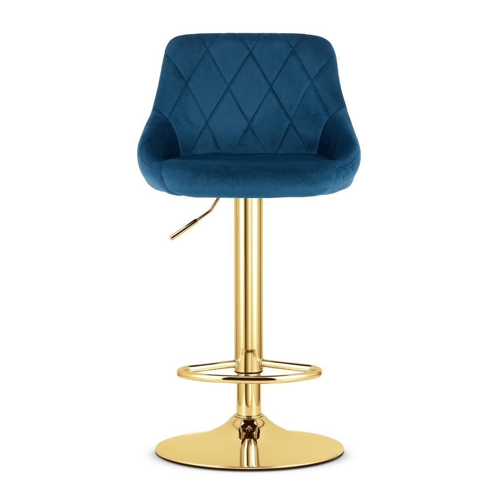 KAST stool - navy blue velvet / gold base x 2