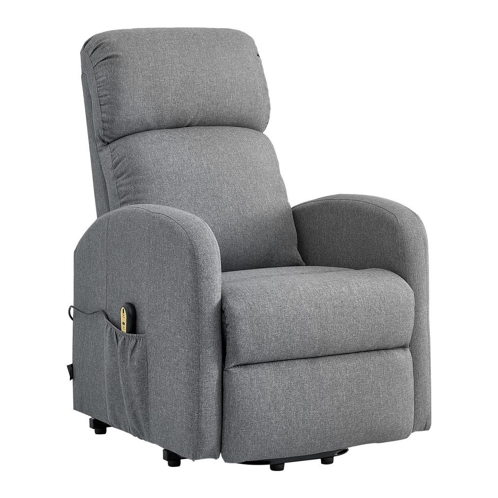Power Lift Recliner Chair, Electric Lift Chair for Elderly, Infinite Position Adjustment, Linen Fabric, High-Resilience Foam, with Side Pockets,