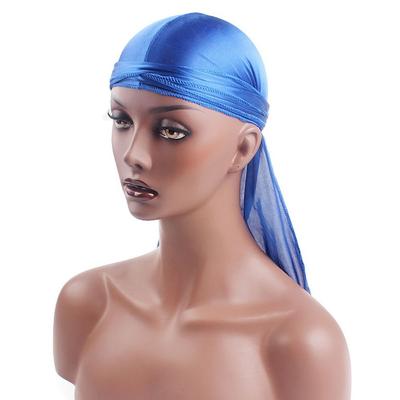 Fashion Pre-Tied Silk Durag Adjustable Polyester Pirate Hat Elastic Turban Hijab Men Women