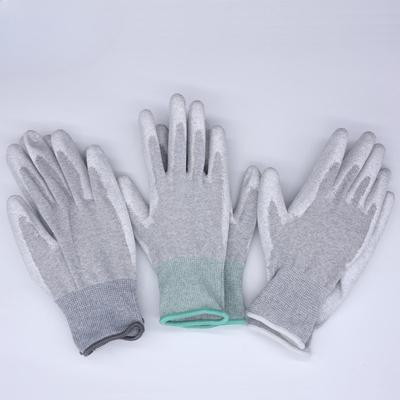 12 Paar Antistatische Handschuhe mit Handfläche aus kohlenstofffaserbeschichtetem PU Kohlenstofffaser Antistatische PU-beschichtete Handflächenhandschuhe PU-Nylonbeschichtete Handflächenhandschuhe