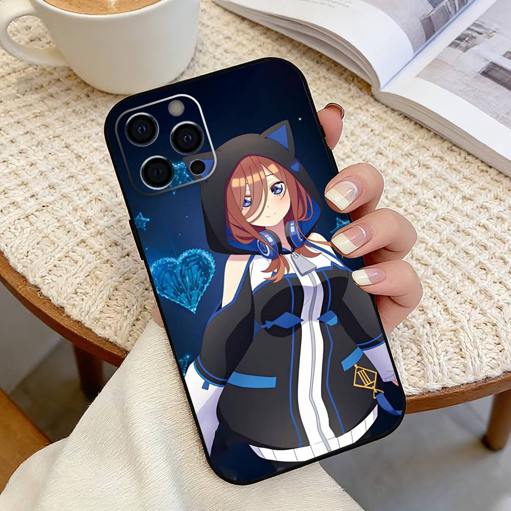 Anime Miku N-Nakano Phone Case For iPhone 17,16,15,14,13,12,11 Plus,Pro Max,XS,Soft Silicone Black Cover
