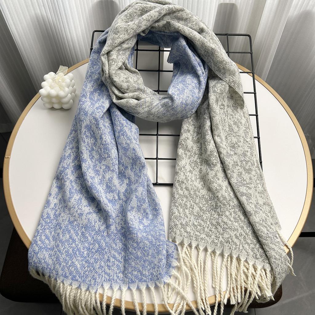 Imitation Cashmere Autumn and Winter Scarf High End Autumn and Winter New Style Lotus Warm Shawl and Long Scarf with A Sense of Atmosphere
