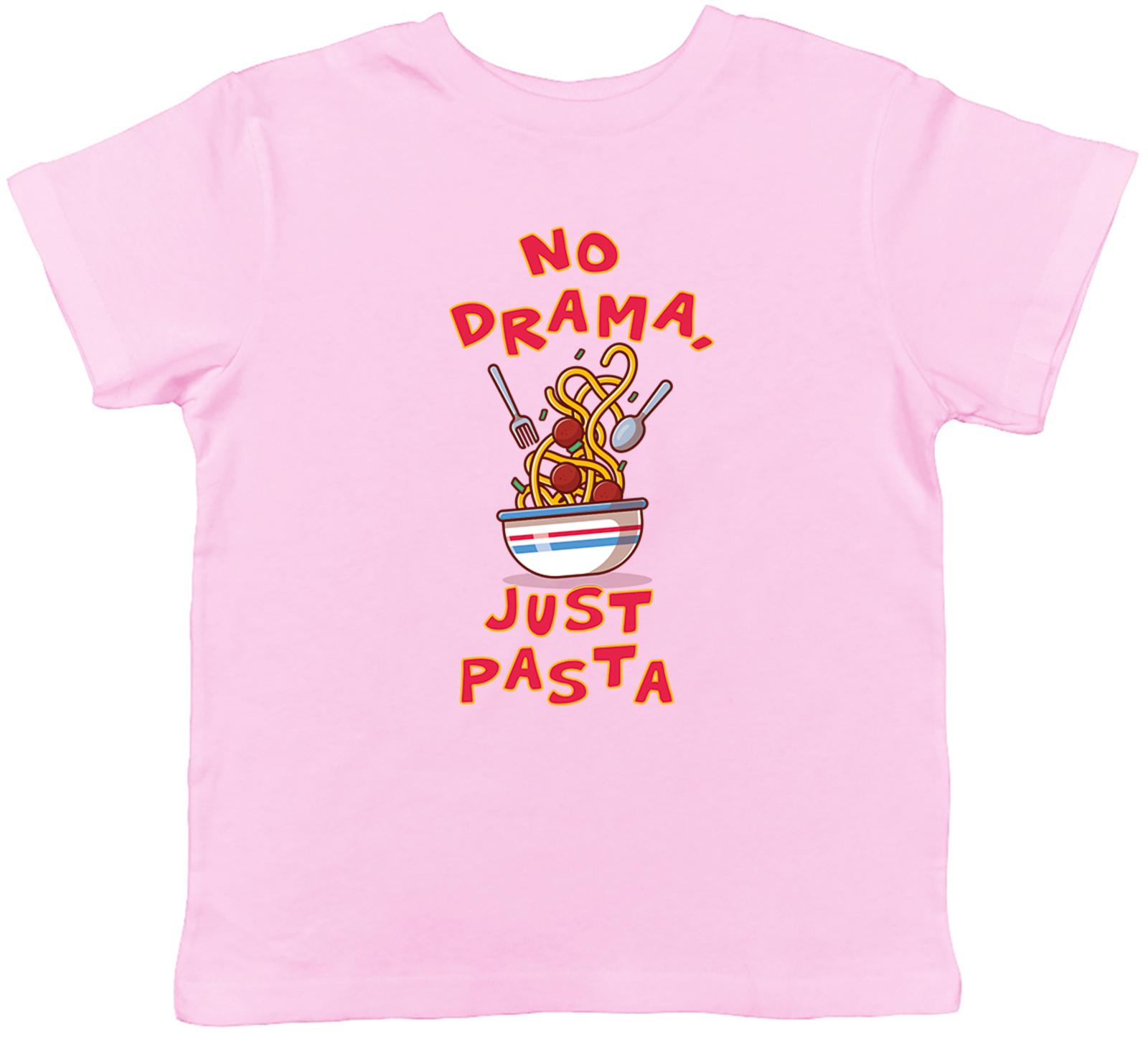 

No Drama Just Pasta Kids T-Shirt Spaghetti Bolognese Marinara Childrens Boy Girl 160